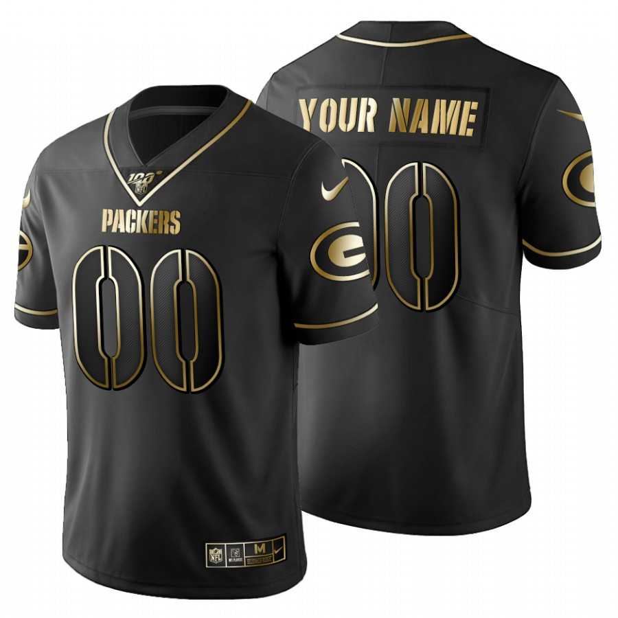 Customized Men's Nike Packers Black Golden Limited NFL 100th Season Jersey,We sell and wholesale Customized Men's Nike Packers Black Golden Limited NFL 100th Season Jersey on line form chian!